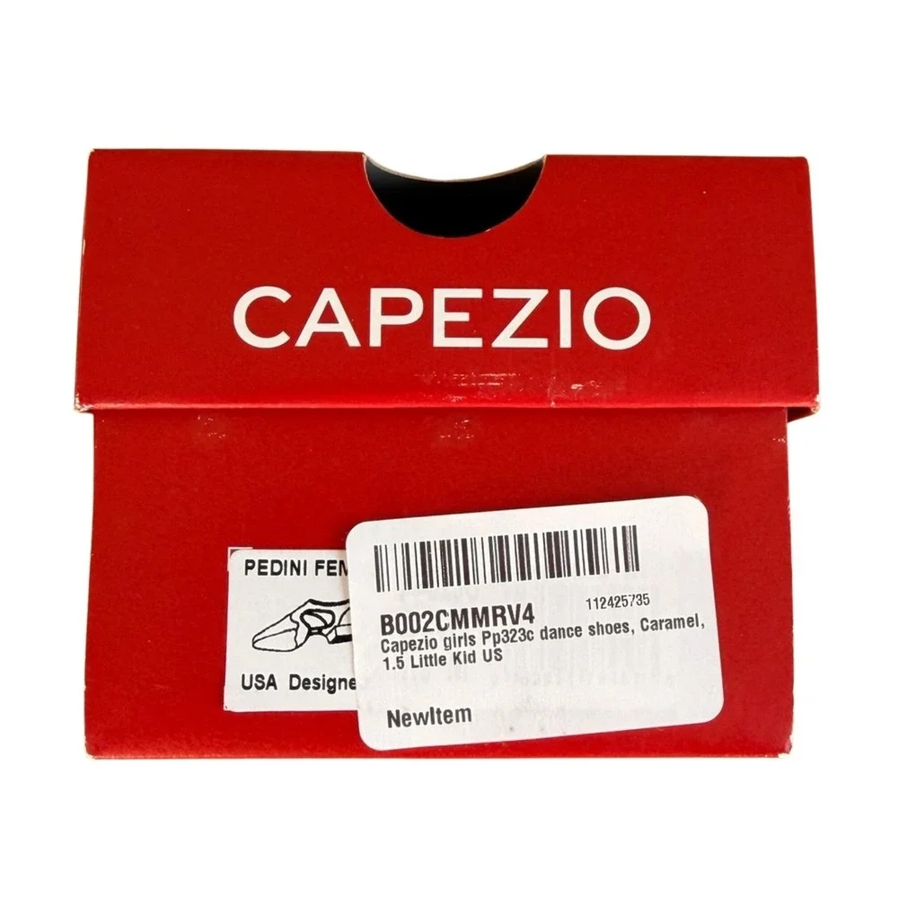 Capezio Pedini Jazz Shoes Kids Dance Shoes‎ Size 1.5 Caramel Leather Slip On